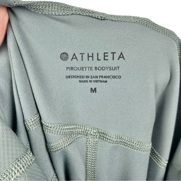 Athleta Pirouette Full Length Bodysuit in Metropolis Grey (Sage Green) Size M - Picture 12 of 13